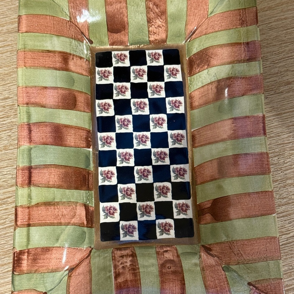 MacKenzie-Childs Green and Red Striped Tray